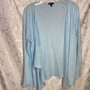 Talbots light blue aqua lightweight open front cardigan 100% cotton S